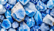 Blue Crystal Mineral Stone. Gems. Mineral crystals in the natural environment. Texture of precious and semiprecious stones. Seamless background with copy space