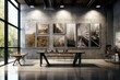 © ChaoticMind - Urban Elegance: Industrial-Inspired Art Gallery with Concrete and Wood Design