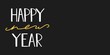 plantilla de tarjeta de año nuevo con fondo plano negro, con espacio para escrito y con lettering blanco con amarillo en combinacion de letras cursivas y sin serifa, diciembre