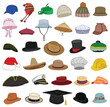 © wordspotrayal - set different types hats Isolated on White Background