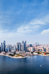 Wall Mural - Aerial Photography of the Coastal Architecture Complex in Fushan Bay, Qingdao, Shandong, China