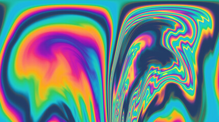 Poster - Vibrant and trippy backdrop adorned with neon-hued glitched patterns, enhanced by a captivating polarization effect.