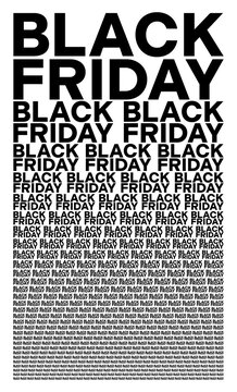Black friday black and white background composed of big amount of decreased words.
