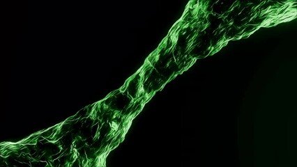 Poster - Moving 3d water tunnel in space. Animation. Side view of moving 3D fluid flow on black background. Liquid pipe moves in energy flow. Water Magic