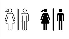 Men And Women Restroom Icon Set. Toilet Icon Set Sign Symbol. Girls And Boys Restroom Sign.