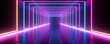© kashif 2158 - 3d rendering, yellow pink blue neon light, abstract ultraviolet background, dynamic glowing lines, psychedelic stage, vibrant colors, empty room, tunnel, corridor, night club interior