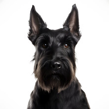 Black Scottish Terrier - Scotty - Dog Isolated On White Background - Generative AI