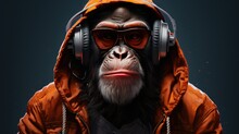 Poster Of A Monkey Wearing A Hood And Glasses