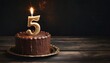 Candle on a cake alone - 5th anniversary