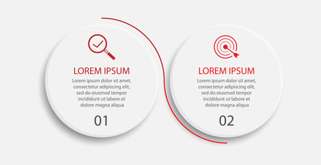 Aufkleber - Minimal Business Infographic Template. Timeline with 2 steps, options and marketing icons. Vector linear infographic with Two connected elements. Can be used for presentations in your business.