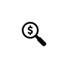 Poster - magnifier with dolar icon, search dollar icon