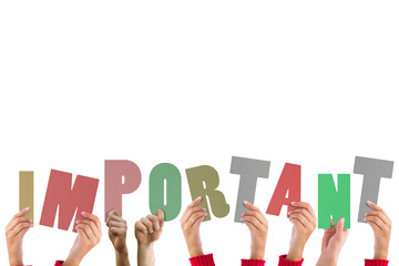 Poster - Digital png illustration of hands and important text on transparent background