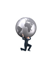 Wall Mural - Digital png illustration of man holding globe on transparent background