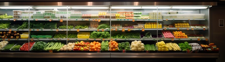 Wall Mural - Assorted Fresh Vegetables on Display in a Market or Grocery Store Generative AI