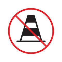 Wall Mural - Forbidden road cone icon. Warning, caution, attention, restriction, label, ban, danger. Road cone icon. Traffic cone vector icon. Trafic cone flat sign design  pictogram symbol. No traffic icon UX UI 