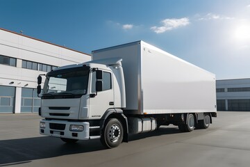 Araf Truck Parked in Front of a Building with a Beautiful Sky Background - Commercial Vehicle Transportation Concept. Generative AI