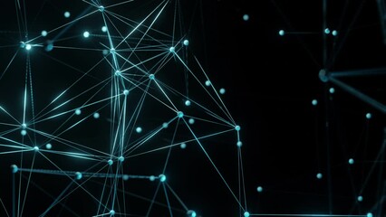 Wall Mural - 4k rendered abstract geometric background. triangles, dots and lines are connecting.