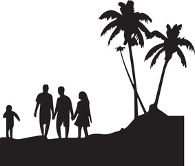 Wall Mural - Family on vacation silhouette vector illustration