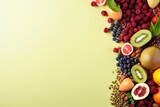 Fototapeta Kuchnia - Healthy food background, copy space and generative ai