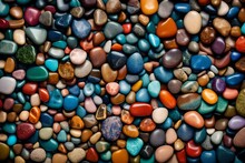 Trendy Colorful Small Sea Stone Pebble Background  Multicolored Abstract Beach Nature Pattern 