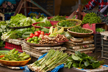 Wall Mural - Variety of vegetables at street market