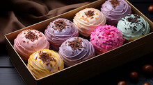 Pink And White Chocolate Cupcakes HD 8K Wallpaper Stock Photographic Image 