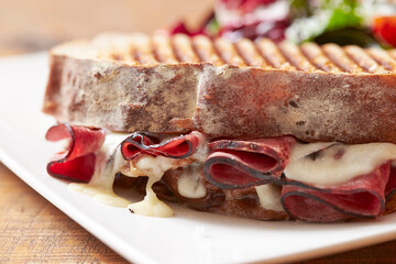 Wall Mural - sandwich with salami and cheese