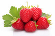 Strawberries on white background,isolated,Strawberries with leaf