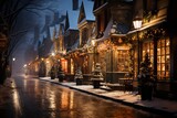 Fototapeta Londyn - Cozy Christmas Eve: Capturing the Warmth of the Evening Street