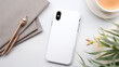 Creative stylish white protective bumper template for smartphone. Design mockup smartphone case, back side.