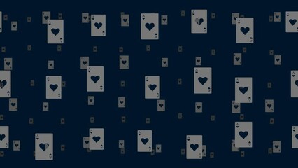 Poster - ace of heart cards float horizontally from left to right. parallax fly effect. floating symbols are 