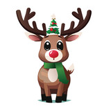 Fototapeta Psy - Reindeer or Rudolph Illustration for Christmas or Forest themes.