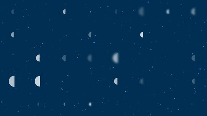 Poster - Template animation of evenly spaced semicircle symbols of different sizes and opacity. Animation of transparency and size. Seamless looped 4k animation on dark blue background with stars