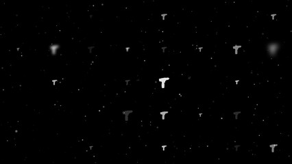 Poster - Template animation of evenly spaced electric screwdriver symbols of different sizes and opacity. Animation of transparency and size. Seamless looped 4k animation on black background with stars