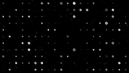 Poster - Template animation of evenly spaced pill symbols of different sizes and opacity. Animation of transparency and size. Seamless looped 4k animation on black background with stars