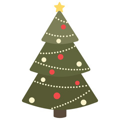 Wall Mural - Christmas tree emoji vector illustration flat design isolated on white background.