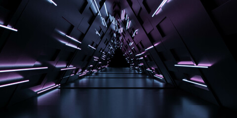 Poster - A dark room illuminated by multiple lights in a stunning 3D render 3d render illustration
