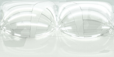 Poster - 360 degree full panorama environment map of of a white room filled with geometric patterns on the walls in a 3D render illustration 3d render illustration