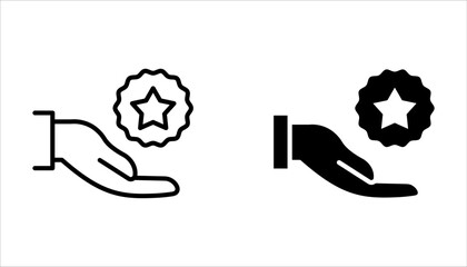 Loyalty program line icon set. Bonus points. Discount star symbol. Quality design element on white background