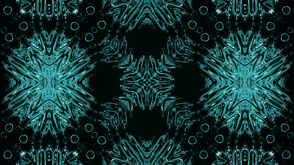 Poster - Abstract kaleidoscope with geometric pattern. Kaleidoscopic background design. Hypnotic background. Colorful abstract kaleidoscope animation with sparkling patterns. Jewelry background. 3d rendering
