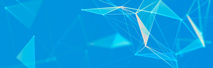 Leinwandbilder - Abstract polygonal space with dots and lines. Connection science background. Triangular business wallpaper. 3d rendering