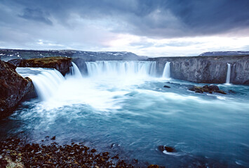 Wall Mural - Great view of powerful Godafoss cascade. Location Iceland, Europe.