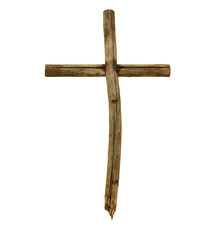 Wall Mural - old wooden cross isolated on transparent background