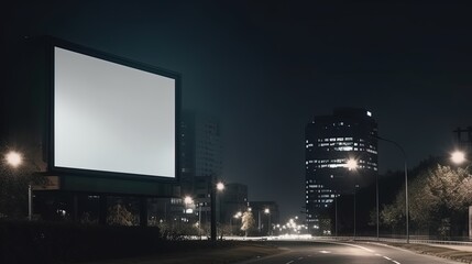 Advertising mock up blank billboard at night time with street light with copy space for public information board billboard blank for outdoor advertising poster