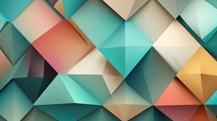 Wall Mural - Abstract geometric paper cut 3D texture banner pastel background.