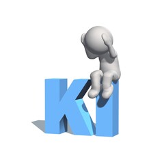 Poster - KI Artificial Intelligence (in german Kuenstliche Intelligenz) symbol with 3D people - isolated on white background - 3D Illustration