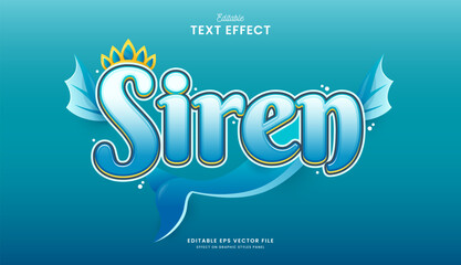 Wall Mural - decorative siren mermaid editable text effect vector design