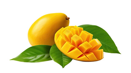 Wall Mural - Fresh raw organic mango on white isolated on clear png background and transparent background. fresh and organic concept for health, AI generative. 