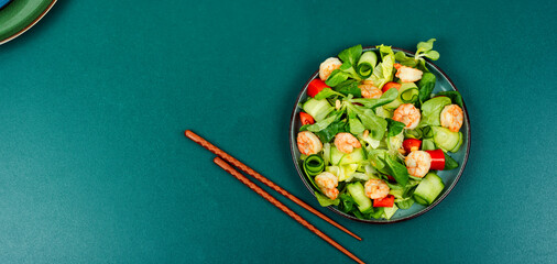 Wall Mural - Fresh seafood shrimp salad.