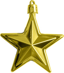 Wall Mural - Golden Christmas star ornament bauble isolated on white background